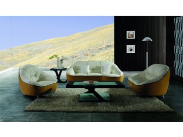 9007 Modern 2-Tone Leather Sofa Set