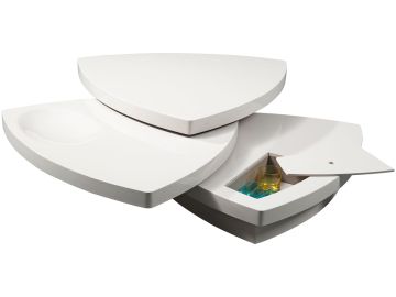 Modrest Perlite Modern White Tiered Coffee Table