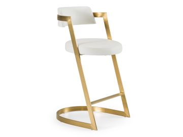 Shandra - White Leatherette & Gold Counter Stool