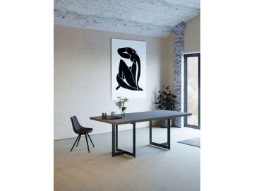 Sharon Modern Concrete & Black Metal Dining Table