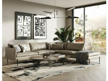 Sherry - Modern Grey Leather Right Facing Sectional Sofa