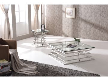 Snyder Modern Square Glass End Table