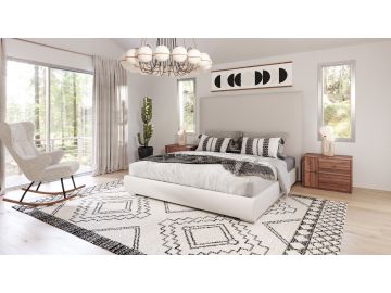 Sogno - Italian Modern Beige Fabric High Headboard Bed