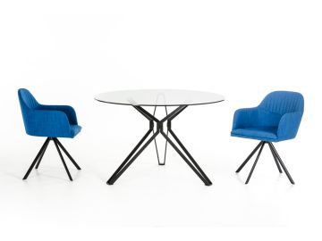 Soiree Mid-Century Glass Round Dining Table