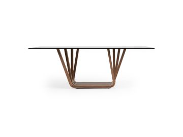 Solvang - Contemporary - Grey Glass + Walnut Rectangular Dining Table