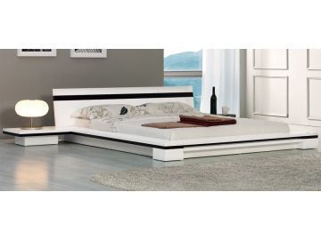 Sonata Contemporary White Platform Bed With Nightstands