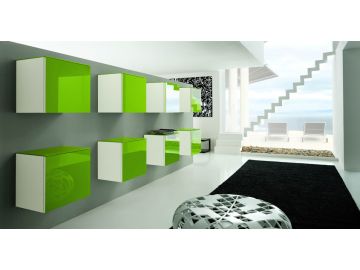 SMA lacquer shelves green and contemporary