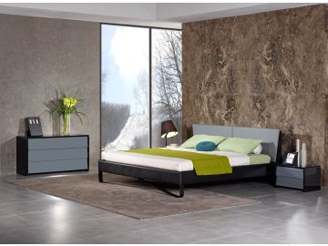 Nova Domus Stone Modern Grey & Black Nightstand