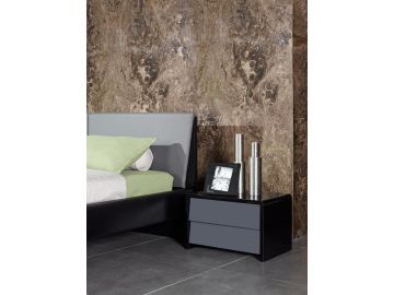 Nova Domus Stone Modern Grey & Black Nightstand