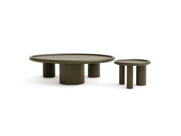 Strauss - Contemporary Brown Ash Round Nesting Table Set