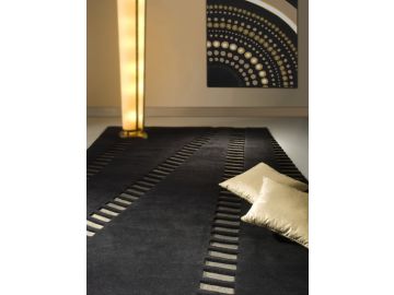 Swing Modern Black Italian Designer Area Rug 5.5' X 7.5'