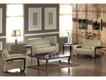 Sydney Modern Beige Bonded Leather Sofa Set
