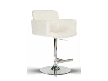 Lindy Contemporary White Leatherette Bar Stool