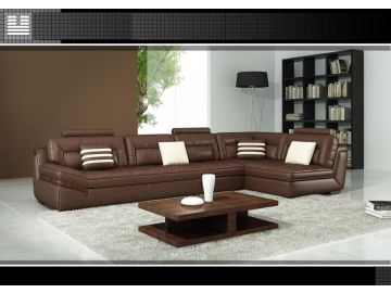 T181 Modern Brown Leather Sectional Sofa