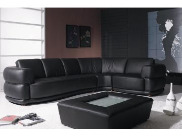 T25 Contemporary Black Leather Sofa