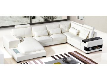 Diamond Modern White Leather Sectional Sofa