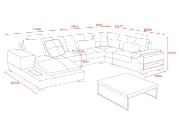 Diamond Modern Black Eco-Leather Sectional Sofa