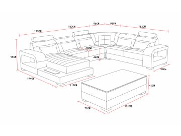 T322 Modern White & Black Eco-Leather Sectional Sofa