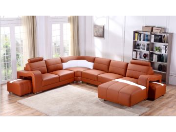 T358B Modern Orange & White Leather Sectional Sofa