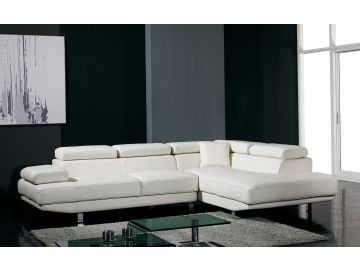 Bonded Leather T60 Ultra Modern White Leather Sectional Sofa
