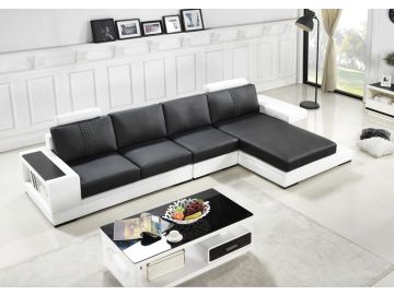 T701 Modern Black & White Bonded Leather Sectional Sofa