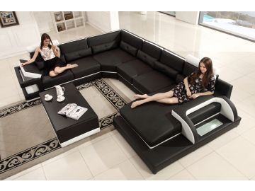 T703 Modern Black & White Eco-Leather Sectional Sofa