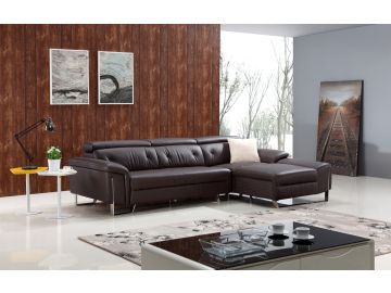 T736 Modern Brown Leather Sectional Sofa