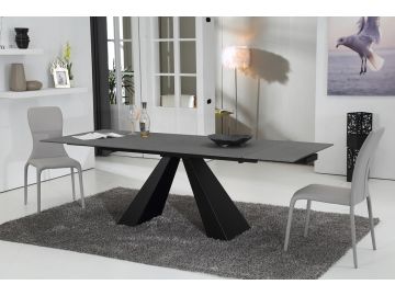 Grant Contemporary Concrete Glass Extendable Dining Table