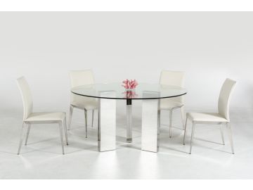 Colin Contemporary Round Glass Dining Table