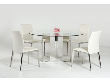 Colin Contemporary Round Glass Dining Table