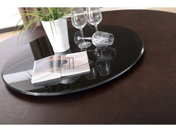 T8958 Contemporary Round Wenge Dining Table w/ Glass Lazy Susan