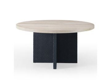 T8969-3 - Sample - Natural Oak + Black Round Dining Table