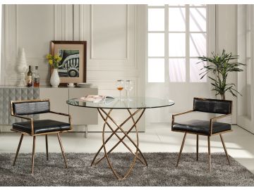 Rosario Modern Round Rosegold Dining Table