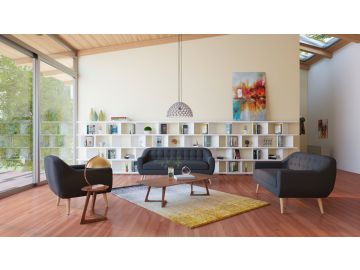 Afton Mid-Century Grey Fabric Sofa Set