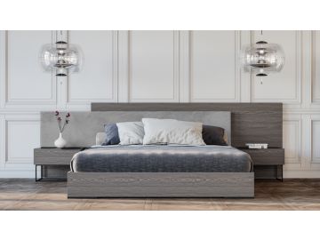 Enzo Italian Modern Grey Oak & Fabric Bedroom Set
