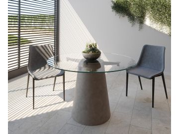 Essex - Contemporary Concrete, Metal and Glass Round Dining Table