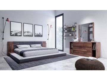 Jagger Modern Dark Grey & Walnut Bedroom Set