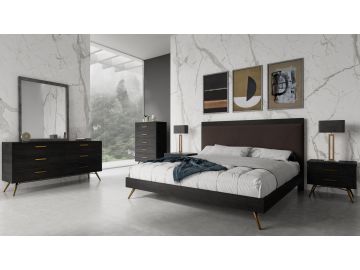 Tabitha Modern Dark Brown Recycled Pine Bed
