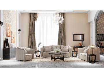 Talin Modern Beige Fabric Sofa Set