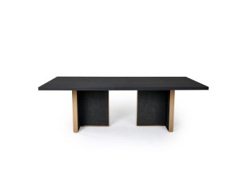 Tasha - Modern Black Ash + Brushed Gold Rectangular Dining Table