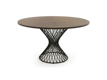 Theresa Modern Round Walnut & Black Table