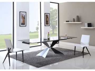 Titan Modern Extendable Black Glass Dining Table