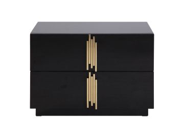 Token - Modern Black + Gold Wide Nightstand