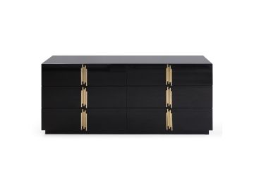 Token - Modern Black + Gold Wide Dresser