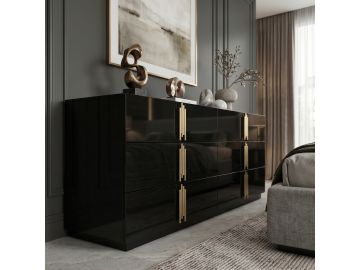 Token - Modern Black + Gold Wide Dresser