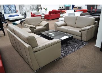  Dima Salotti Tonga Full Leather Grey 3PC Sofa Set