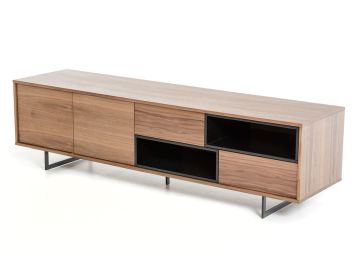 Torlonia Modern Walnut & Black TV Stand