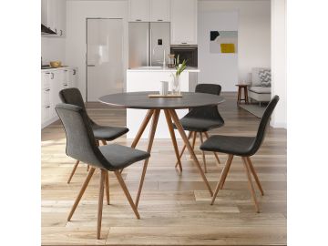 Tracer - Mid-Century Black and Walnut Round Dining Table