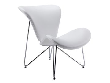 Decatur Mid-Century White Leatherette Accent Chair