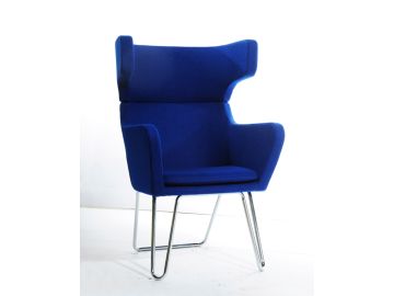 Modrest Anser Mid-Century Blue Fabric Lounge Chair